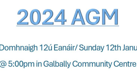 AGM on Sunday 12th of January at 5pm in the Centre